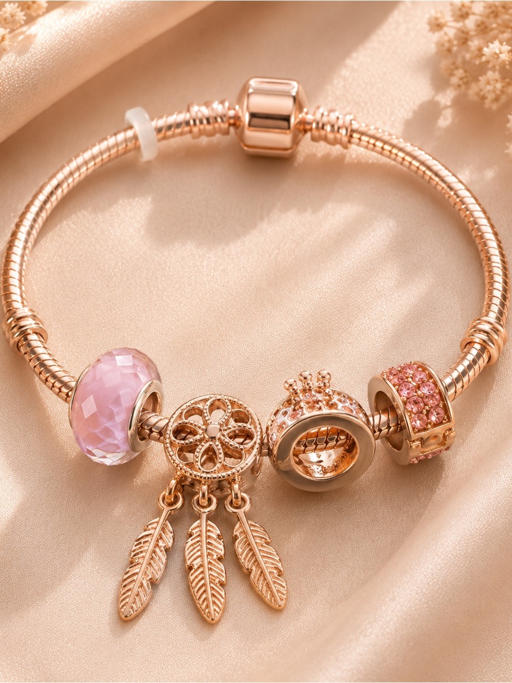 13 Pink Dreamcatcher Charm Bracelet 🩷🪶